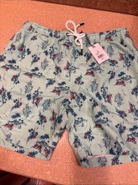 belk Mint Green Tropical Floral Men's Swim Trunks